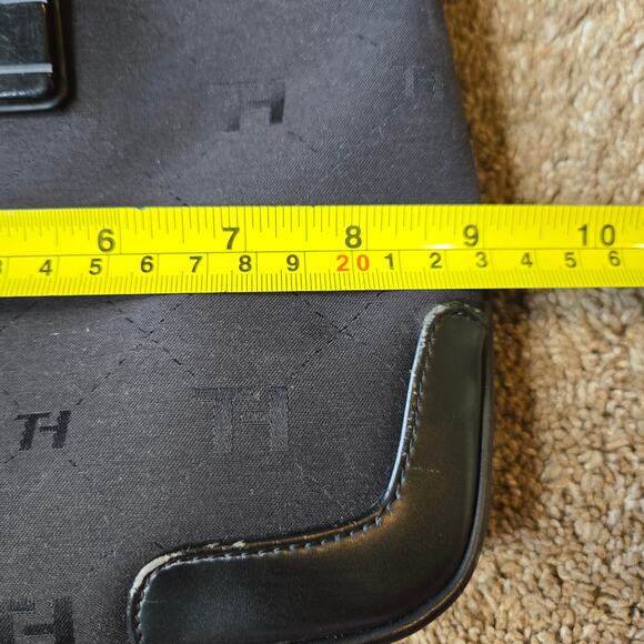 Tommy Hilfiger Y2K Black Handbag Ring Handle Ring Canvas Streetwear Club - Picture 7 of 9